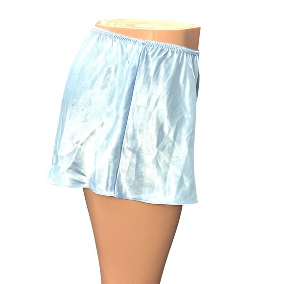 CCC Vintage Light Blue Satin Elastic Band Sleep Shorts Size Large All Polyester - Picture 4 of 7